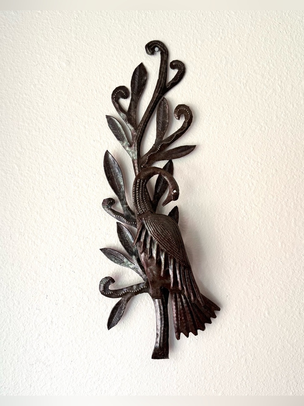 Handmade Haitian Metal Bird Wall Art / Recycled Steel Drum Folk Art Sculpture
